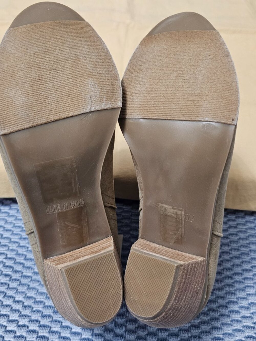 NEW Forever 21 Vegan Suede Khaki Beige Cowboy Festival Boho Mid Calf Boots Sz 6 - Picture 6 of 8